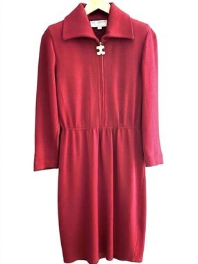 St. John Santana Knit Vintage Wool Zip-Front Dress Size 6